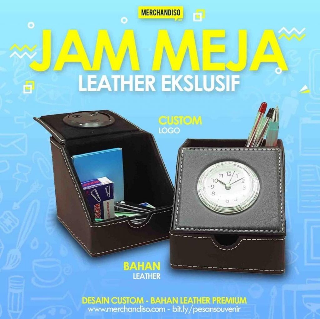 jam meja leather promosi